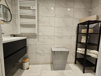 Salle de bains dans l'établissement Gîte Beau-Vallon