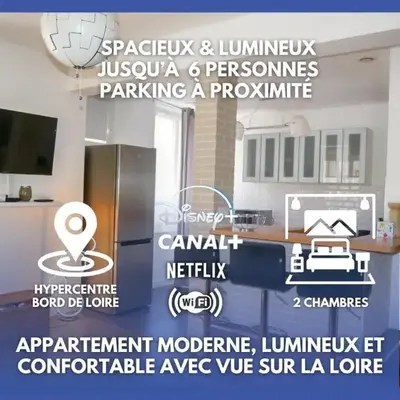 Moderne 60m2 vue sur la Loire hypercentre