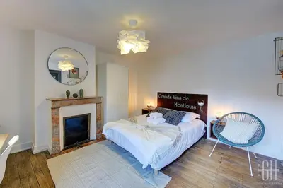 Un ou plusieurs lits dans un hébergement de l'établissement Grand Appartement - Proche Bord de Loire - Wifi