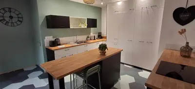 Cuisine ou kitchenette dans l'établissement Appartement spacieux centre ville parking privé