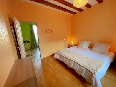 Un ou plusieurs lits dans un hébergement de l'établissement Gîte tout confort avec garage et WIFI à Preuilly-sur-Claise - FR-1-381-596