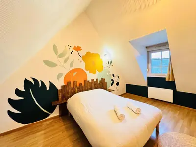 Un ou plusieurs lits dans un hébergement de l'établissement Le Grand Bricoin - Campagne - Parking - 12 pers