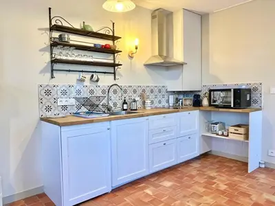Cuisine ou kitchenette dans l'établissement Pavillon d'entrée du Château