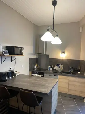 Cuisine ou kitchenette dans l'établissement Maison de ville avec jardin