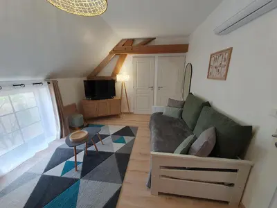 Télévision ou salle de divertissement dans l'établissement Au Domaine du Bois Joubert