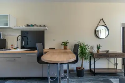 Cuisine ou kitchenette dans l'établissement Le petit Oberlin, entre Chambord et Zoo Beauval