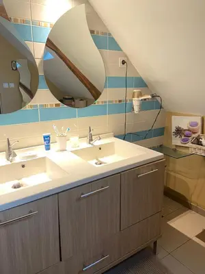Salle de bains dans l'établissement Maison proche circuit le Mans