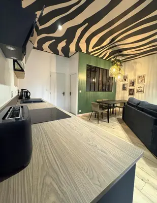 Cuisine ou kitchenette dans l'établissement Studio Savane - 5 min du Zoo