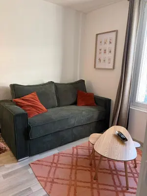 Coin salon dans l'établissement Appartement charmant proche Gare