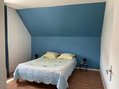 Un ou plusieurs lits dans un hébergement de l'établissement Maison de 82m2 proche du Mans avec parking privé