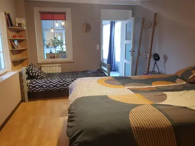 Un ou plusieurs lits dans un hébergement de l'établissement 8 seater house near Chinon
