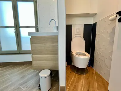 Salle de bains dans l'établissement Studio climatisé face Loire et château le 4-5