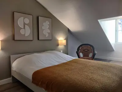 Un ou plusieurs lits dans un hébergement de l'établissement Grand appart 2 chambres - Hyper centre - Calme