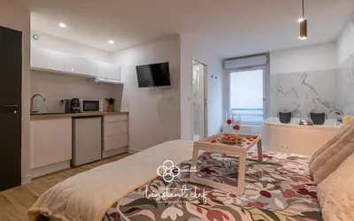 Cuisine ou kitchenette dans l'établissement Love au Mans - Sauna, Jacuzzi & Parking privé
