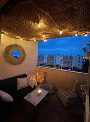 Coin salon dans l'établissement Appartement de la Famille Chat