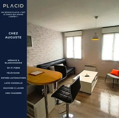 Coin salon dans l'établissement Chez Auguste - T2 spacieux - wifi - tv