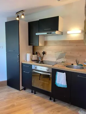 Cuisine ou kitchenette dans l'établissement Studio 2 personnes Villandry avec jardin