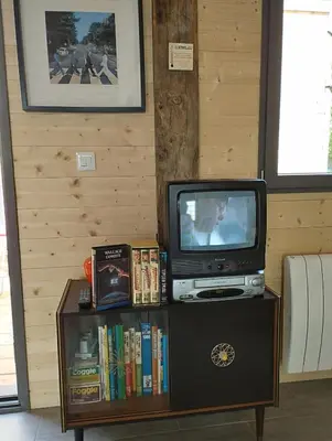 Télévision ou salle de divertissement dans l'établissement So Vintage - Gite seventies en Anjou