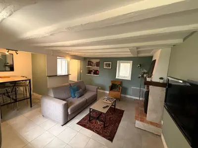 Télévision ou salle de divertissement dans l'établissement Clos des Huards au milieu de la loire à vélo