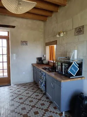 Cuisine ou kitchenette dans l'établissement Gîte de l'oeillet