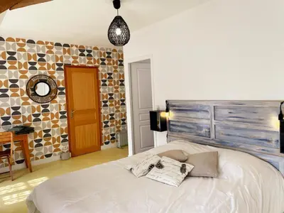 Un ou plusieurs lits dans un hébergement de l'établissement Gîte tout confort 2 ch, jardin, proche Blois & Chambord - FR-1-491-463