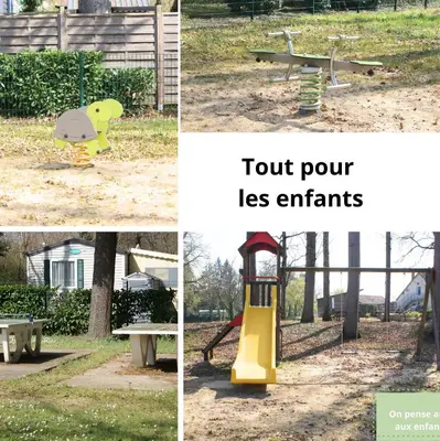 Jardin de l'établissement Mobil-home équipé pour un séjour au vert avec piscine