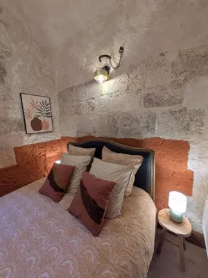 Un ou plusieurs lits dans un hébergement de l'établissement Le Donjon Beauvoir - appartement insolite au centre de Blois