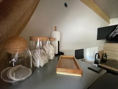 Cuisine ou kitchenette dans l'établissement Gite le magnolia