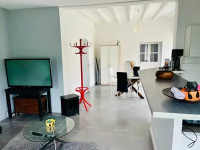 Télévision ou salle de divertissement dans l'établissement Maison entre Saumur et Montreuil Bellay La Motte