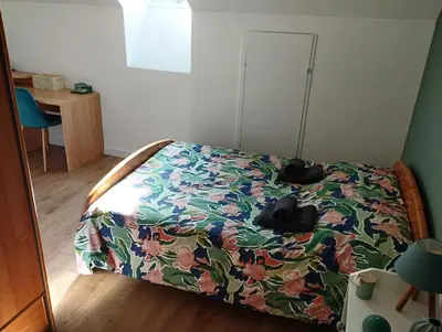 Un ou plusieurs lits dans un hébergement de l'établissement Chambres d'hotes PROCHE CIRCUIT