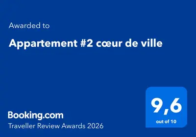 Certificat, récompense, panneau ou autre document affiché dans l'établissement Appartement #2 cœur de ville
