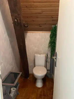 Salle de bains dans l'établissement Maison de campagne Luzé