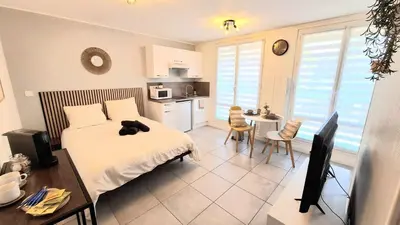 Cuisine ou kitchenette dans l'établissement Studio Cosy et Élégant avec place privée