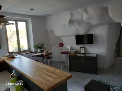 Télévision ou salle de divertissement dans l'établissement Les roches du Donjon