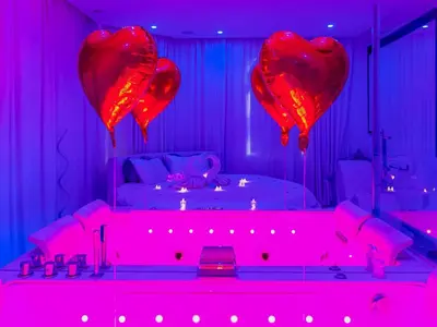 Plan de l'établissement 24h du Mans, Suite Luxe, Lit rond XXL, Jacuzzi, Sofa Tantra, Jardin