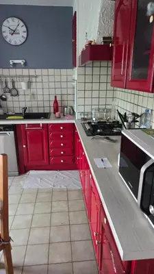 Cuisine ou kitchenette dans l'établissement Le Bleuet de Montbazon