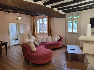 Coin salon dans l'établissement Maison de campagne le Joncher