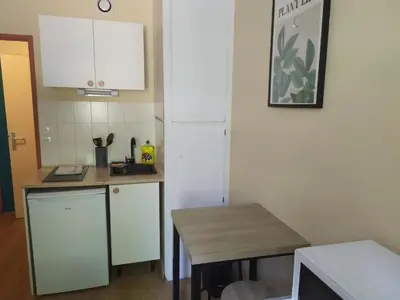 Cuisine ou kitchenette dans l'établissement Studio fonctionnel proche Tours