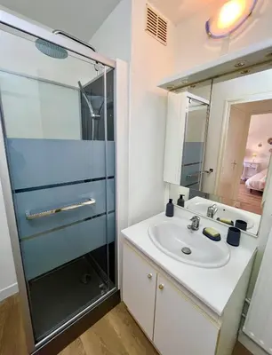Salle de bains dans l'établissement L'Hélios - T1 Bis - Bord de Sarthe