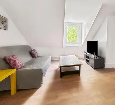 Télévision ou salle de divertissement dans l'établissement Charmant studio - vue parc- proche transports