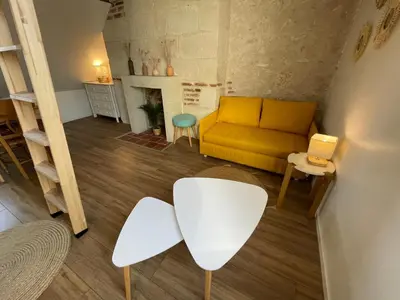 Coin salon dans l'établissement Le Cocon du Rempart Studio de charme avec mezzanine TOURS centre