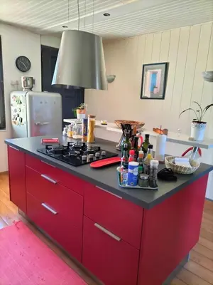 Cuisine ou kitchenette dans l'établissement Le jardin des oiseaux
