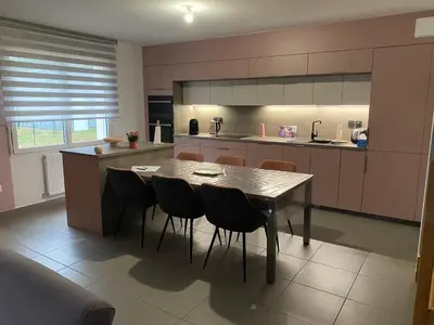 Cuisine ou kitchenette dans l'établissement Maison récente à 15 minutes du circuit des 24 heures du Mans