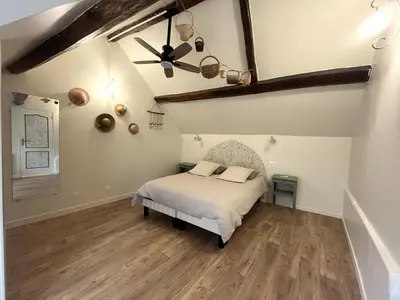 Un ou plusieurs lits dans un hébergement de l'établissement Maisonnette de charme tout confort - Le tilleul
