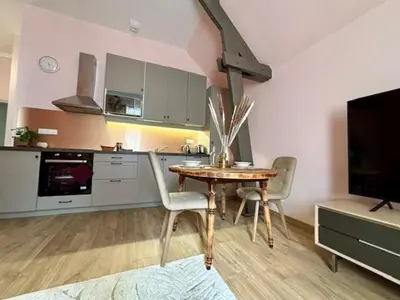Cuisine ou kitchenette dans l'établissement Le Dolby - 2 appartements communiquants avec parking privé 4 couchages