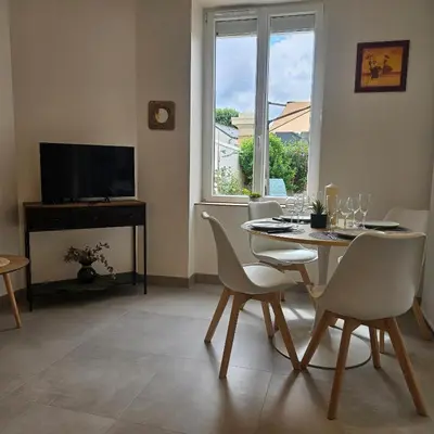 Télévision ou salle de divertissement dans l'établissement Séjour vigne et château Vouvray - Maison terrasse
