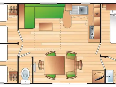 Plan de l'établissement Chalet 32m² à Valloire-sur-Cisse - 3 chambres, Terrasse - API-1-52-792
