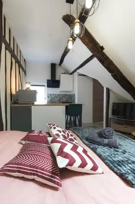 Un ou plusieurs lits dans un hébergement de l'établissement Studio hyper center of Tours