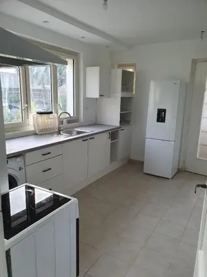 Cuisine ou kitchenette dans l'établissement appartement avec beau jardin