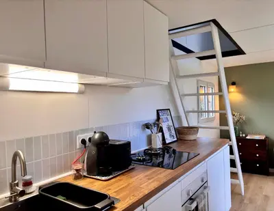 Cuisine ou kitchenette dans l'établissement Tiny House cosy